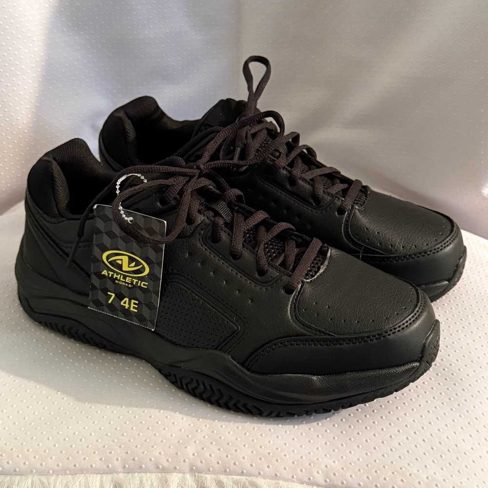 Athletic Works Men's Black Sneakers Size 7 4E Wide Width Memory Foam New